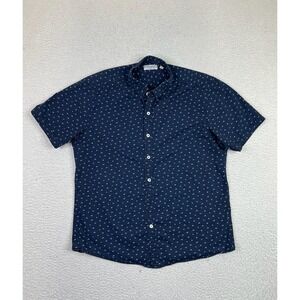 7 Diamonds Shirt Mens Large Blue Rising Tide Geometric Print Button Up